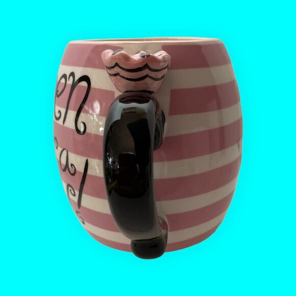 Queen for a Day Coffee Mug Cup Pier One Pink Stripes Black Polka Dot Interior - Picture 3 of 8